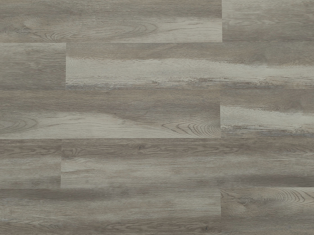 SPC-Bodenbelag, dunkelgraue Holzmaserung, 7 x 60 Zoll, 6 mm IXPE-Unterlage, Uniclick Lock